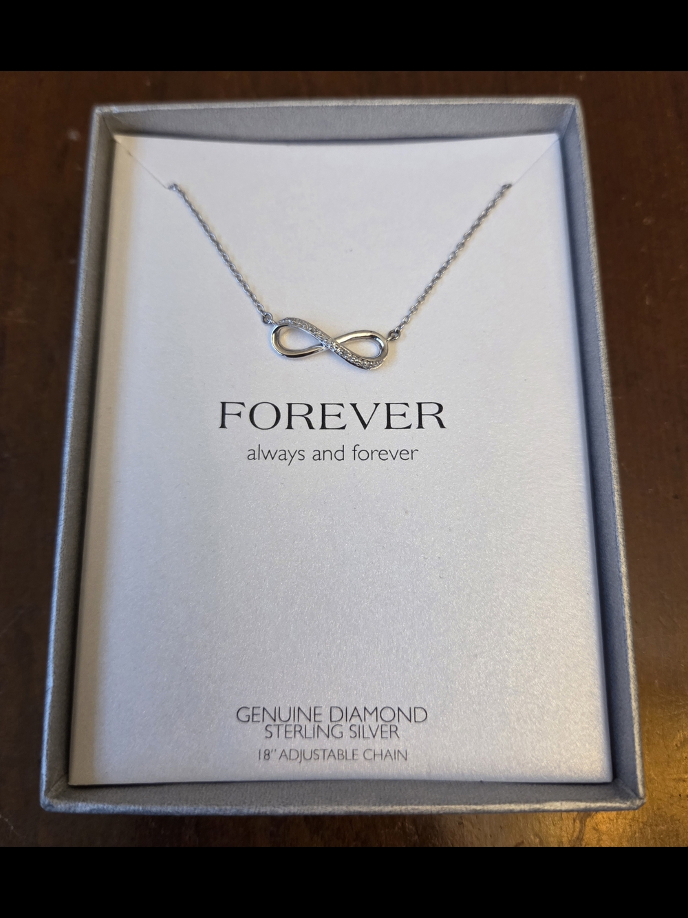 Forever 21 Sterling Silver Infinity Necklace with Diamonds - Silver